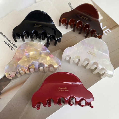 Fermaglio per Capelli Francese Vintage in Acetato per Donna Lettera Oro Barrette La France Shark Clip Accessorio Capelli