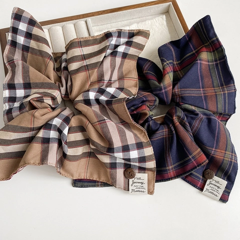 Accessoire Cheveux Tissu À Carreaux Style Britannique Vintage Scrunchie Et Serre-Tête Rétro Bandeau Pour Femmes Filles Quotidien