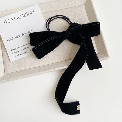 Elastico Per Capelli In Velluto Con Fiocco E Ciondolo In Metallo Stile Francese Elegante Accessorio Vintage Per Donna