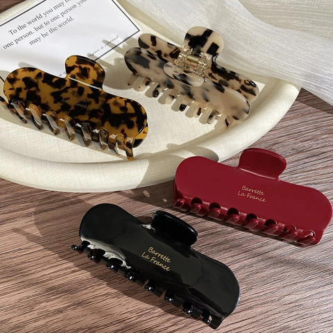 French Acetate Hair Claw Clips For Women Large Tortoiseshell Shark Clip Elegant Minimalism Hair Accessory For Thick Hair