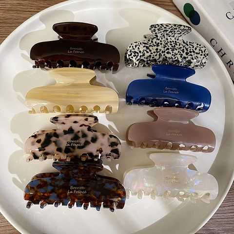 Molletta per Capelli in Acetato Retro Francese Taglia Media Minimalista Stampa Leopardata Effetto Marmo Accessori per Acconciature Donna