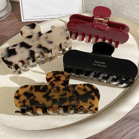 French Acetate Hair Claw Clips For Women Large Tortoiseshell Shark Clip Elegant Minimalism Hair Accessory For Thick Hair