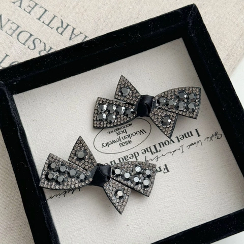 Pinzas para el Cabello con Lazo de Strass de Lujo Elegante Pinza de Pico de Pato de Satén para Mujer Accesorios Vintage