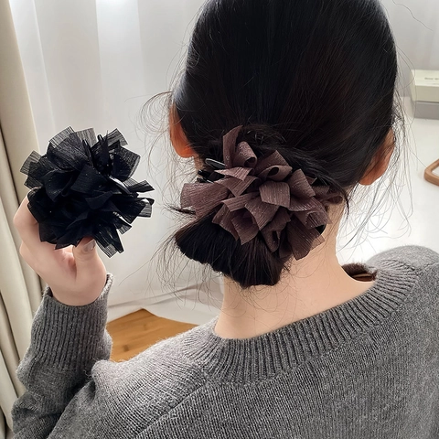 Elegante Pinza Per Capelli A Fiore In Rete Per Donna Fermaglio Plissettato In Organza Fatto A Mano Accessori Per Capelli