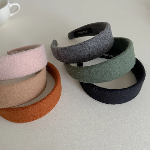 Elegante Cerchietto in Lana da Donna Tinta Unita Fascia Ispessita Retrò Styling Corona Alta Copricapo Accessori per Capelli