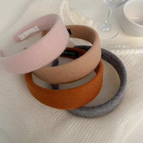 Elegante Cerchietto in Lana da Donna Tinta Unita Fascia Ispessita Retrò Styling Corona Alta Copricapo Accessori per Capelli