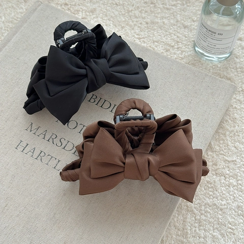 Elegante Pinza de Pelo con Lazo de Satén para Mujer Pinza de Tiburón de Tela con Mariposa Grande para Peinados Franceses Accesorios