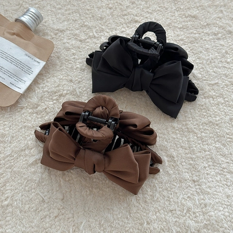 Elegante Pinza de Pelo con Lazo de Satén para Mujer Pinza de Tiburón de Tela con Mariposa Grande para Peinados Franceses Accesorios