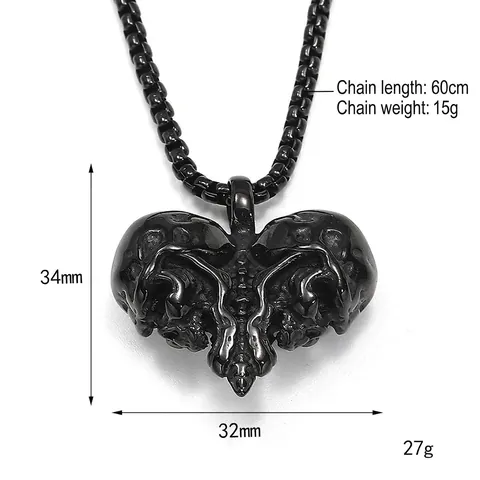 Creative Punk Heart Skull Pendant Titanium Steel Necklace Gothic Dark Style Hollow Carved Pendant Men Women Jewelry Gift
