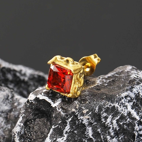 Retro Titanstahl Quadratische Strass Ohrstecker Für Herren Damen Hip Hop Stil Vintage Geometrischer Eingelegter Schmuck