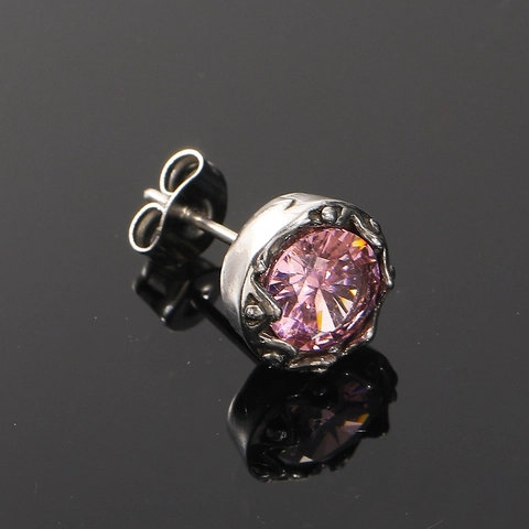 Boucles d'Oreilles Clous Rétro en Acier Titane avec Strass Rond Hip Hop Géométrique Incrusté Bijoux Unique pour Hommes Femmes