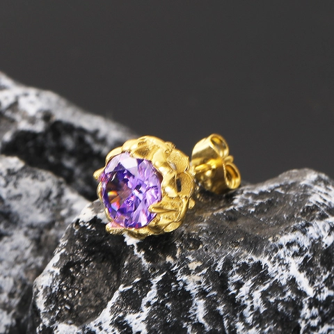 Pendientes de Botón de Acero de Titanio con Zirconia Retro Engaste Geométrico Oro Plata para Mujer Hombre Joyería