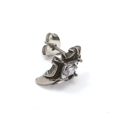 Vintage Gothic Titanium Steel Cross Stud Earrings For Men Women Inlaid Rhinestone North Star Geometric Jewelry