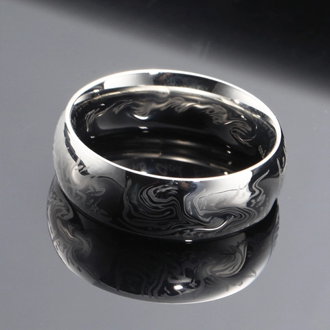 Men's Retro Hip Hop Stainless Steel Band Ring Wide Polished Engraved Messenger Lettering Dragon Pattern Gold Black Silver Rings