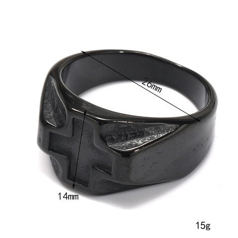 Anello da Uomo in Acciaio al Titanio con Croce Punk Vintage Anello con Sigillo Religioso Gotico Hip Hop Gioielli Regalo
