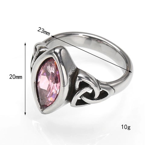Bague en Acier Inoxydable Vintage Avec Nœud Celtique et Zircone Coupe Marquise pour Homme Femme Bijoux Rétro Punk