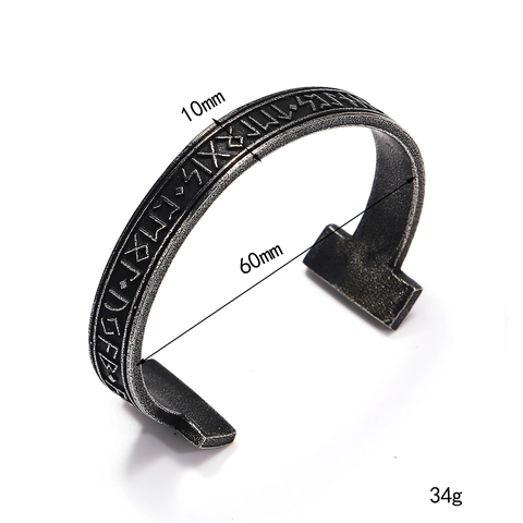 Retro Nordic Viking Rune Cuff Bracelet For Men Stainless Steel Futhark Engraved Open Bangle Gold Silver Fashion Wristband