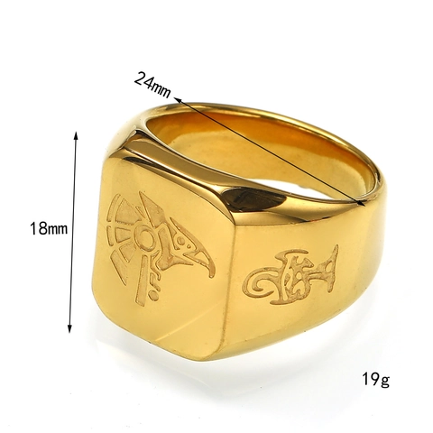 Anello con Sigillo da Uomo in Acciaio Inossidabile Antico Egizio Anubi Occhio di Horus Modello Punk Vintage Gotico