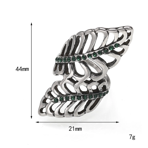 Vintage Titanstahl Hohl Blatt Ring Mit Strass Künstliche Perle Statement Schmuck Exotischer Fingerring Für Damen