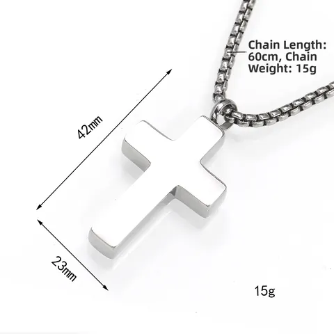 Minimalist Titanium Steel Cross Perfume Bottle Pendant Necklace For Men Women Openable Keepsake Jewelry With Box Chain