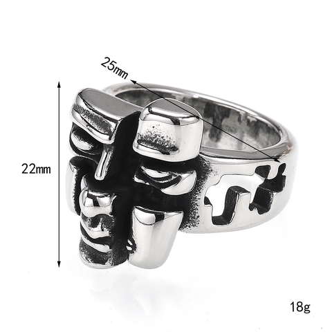 Anello in Acciaio al Titanio Punk Retrò Maschera a Faccia Divisa Astratta Stile Industriale Gotico Gioielli Hip Hop