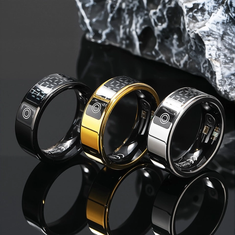 Smart Health Ring Titanium Steel Heart Rate Blood Oxygen Monitor Waterproof Bluetooth Sleep Tracker Remote Control Ring