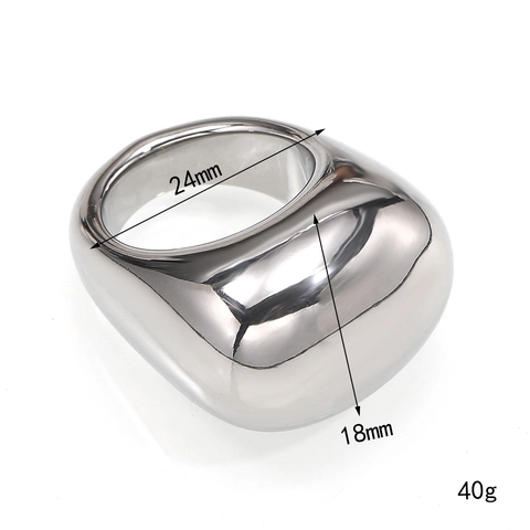 Chunky Titanium Steel Dome Ring For Women Men Mirror Polished Gold Silver Geometric Round Ring Fashion Jewelry Gift