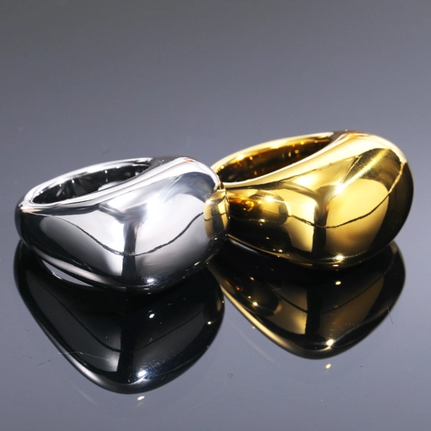 Chunky Titanium Steel Dome Ring For Women Men Mirror Polished Gold Silver Geometric Round Ring Fashion Jewelry Gift