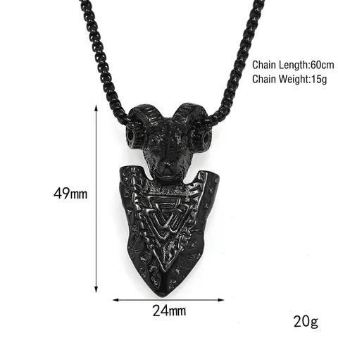 Viking Ram Head Shield Pendant Necklace Men Punk Gothic Titanium Steel Jewelry Vintage Antique Ram Totem Pendant Jewelry