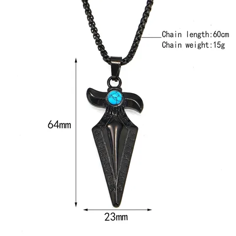 Vintage Viking Rune Spearhead Pendant Necklace Stainless Steel Nordic Mythology Jewelry Arrowhead Necklace For Men