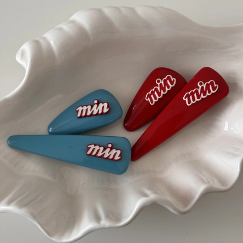 Koreaanse Stijl Rood Blauw Letter Haarclip Legering Hars Zoete Geometrische Haarnaald Dagelijkse Haaraccessoires voor Dames
