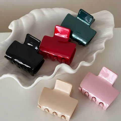 Minimalist Rectangular Acetate Hair Claw Clips Small Candy Color Glossy Hair Jaw Clips For Women Daily Hair Styling Accessories