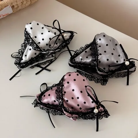 Pinza para el Cabello de Satén con Lunares Lazo de Encaje Elegante Perla Artificial Accesorios para el Cabello de Mujer Niñas