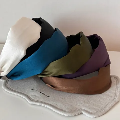 Diadema Acolchada de Ala Ancha Vintage Tela de Satén Color Sólido Banda para el Cabello para Mujer Accesorios de Moda
