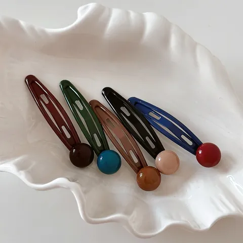 Vintage Candy Color Beads BB Hair Clips For Women Girls Matte Paint Waterdrop Hairpin Sweet Side Bangs Clip Hair Accessories