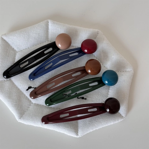 Vintage Candy Color Beads BB Hair Clips For Women Girls Matte Paint Waterdrop Hairpin Sweet Side Bangs Clip Hair Accessories