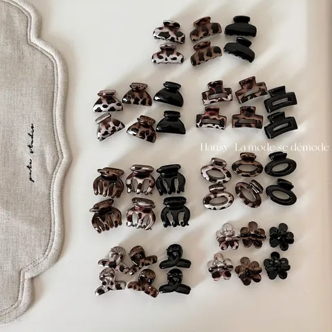 Mini Leopardenmuster Haarklammern Set Für Damen Mädchen Geometrische Harz Kleine Haarspangen Blumen Haarschmuck Styling Tool