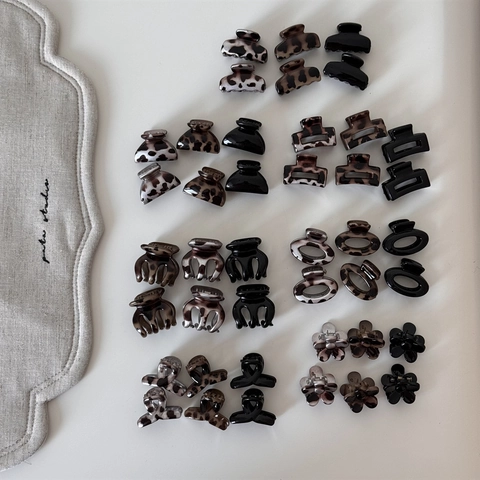 Mini Leopardenmuster Haarklammern Set Für Damen Mädchen Geometrische Harz Kleine Haarspangen Blumen Haarschmuck Styling Tool