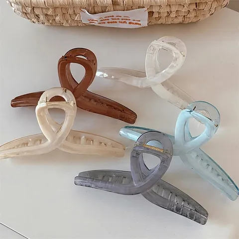 Pinza para el Pelo Grande de Resina Estilo Coreano Color Gelatina Giro Cruzado Pinza de Tiburón Moda Antideslizante Accesorios para el Cabello Mujer