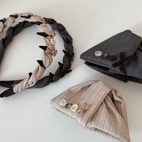 Pince à Cheveux à Nœud Papillon En Tissu Rétro Et Serre-tête Pour Femmes Style Petit Parfum Pince à Cheveux Rayée Accessoires Cheveux Élégants