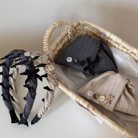 Pince à Cheveux à Nœud Papillon En Tissu Rétro Et Serre-tête Pour Femmes Style Petit Parfum Pince à Cheveux Rayée Accessoires Cheveux Élégants