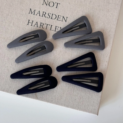 Minimalist Solid Color Fabric Wrapped Geometric Snap Hair Clips For Women Sweet Elegant Drop Triangle BB Clips Hairpins