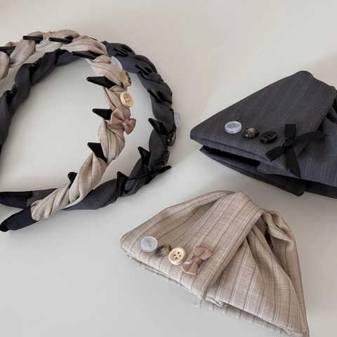 Pince à Cheveux à Nœud Papillon En Tissu Rétro Et Serre-tête Pour Femmes Style Petit Parfum Pince à Cheveux Rayée Accessoires Cheveux Élégants