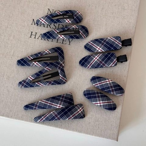 Vintage Plaid Fabric Wrapped Hair Clip Sweet Geometric Checkered Duckbill BB Clip Elegant Hair Accessories For Women Girls