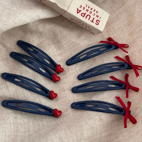 Fermagli per Capelli Blu Notte Stile Coreano Dolce Cuore Rosso Fiocco Forcine alla Moda Clip per Frangia Gioielli da Donna