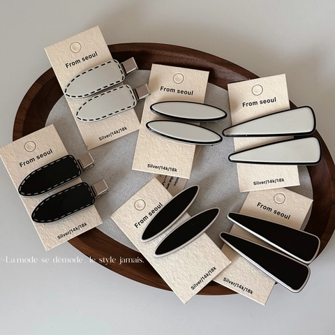 Fermaglio per Capelli in Acetato di Cellulosa Coreano Minimalista Bianco e Nero Ellisse Geometrica Triangolo Copricapo