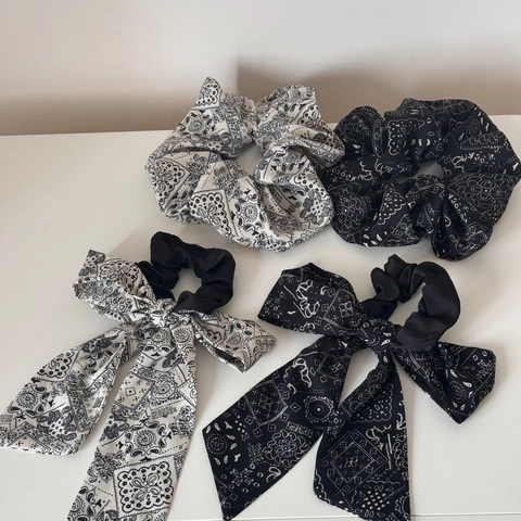 Vintage Stoffen Scrunchies Met Paisleymunt En Strik Retro Bandana Stijl Grote Haarelastiekjes Voor Dames Sieraden