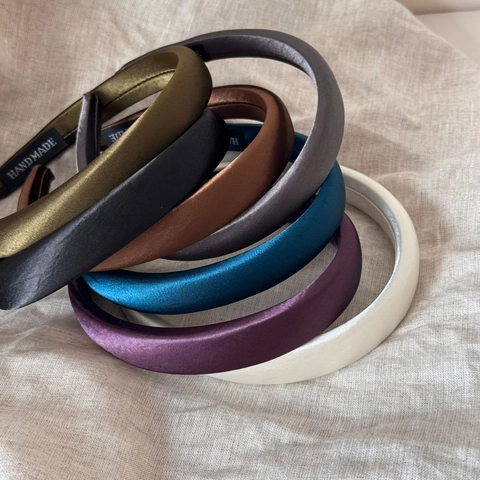 French Vintage Satin Padded Hairband For Women Solid Color Simple Elegant Handmade Headband Hair Accessories