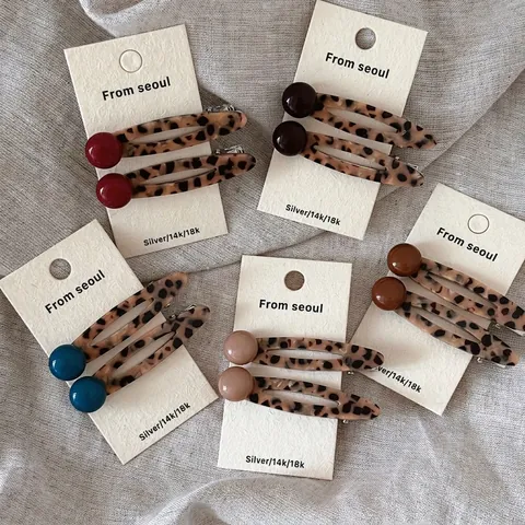 Koreanischer Minimalistischer Leopardenmuster Celluloseacetat Hohl Haarclip Mit Perle Vintage Entenschnabel Haarspange Damen