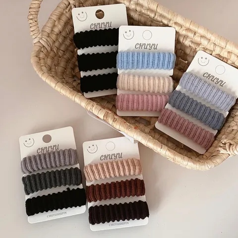 Women Ribbed Fabric Hair Scrunchies High Elastic Hair Ties Morandi Color Pleated Hair Bands Hair Rope Accessories For Daily